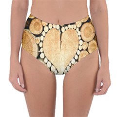 Wooden Heart Reversible High-Waist Bikini Bottoms