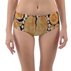 Wooden Heart Reversible Mid-Waist Bikini Bottoms