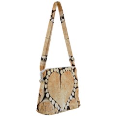 Wooden Heart Zipper Messenger Bag