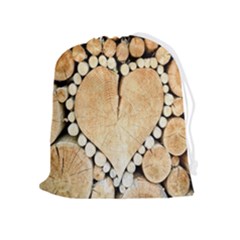 Wooden Heart Drawstring Pouch (XL)