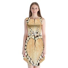 Wooden Heart Sleeveless Chiffon Dress  