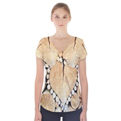 Wooden Heart Short Sleeve Front Detail Top