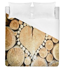 Wooden Heart Duvet Cover (queen Size) by nate14shop