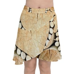 Wooden Heart Chiffon Wrap Front Skirt