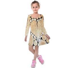 Wooden Heart Kids  Long Sleeve Velvet Dress