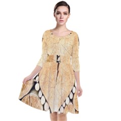 Wooden Heart Quarter Sleeve Waist Band Dress