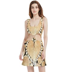 Wooden Heart Velvet Cutout Dress