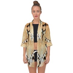 Wooden Heart Open Front Chiffon Kimono