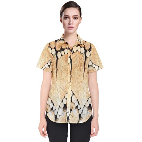 Wooden Heart Women s Short Sleeve Shirt by nate14shop