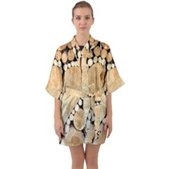 Wooden Heart Half Sleeve Satin Kimono 