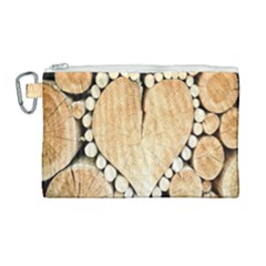 Wooden Heart Canvas Cosmetic Bag (Large)