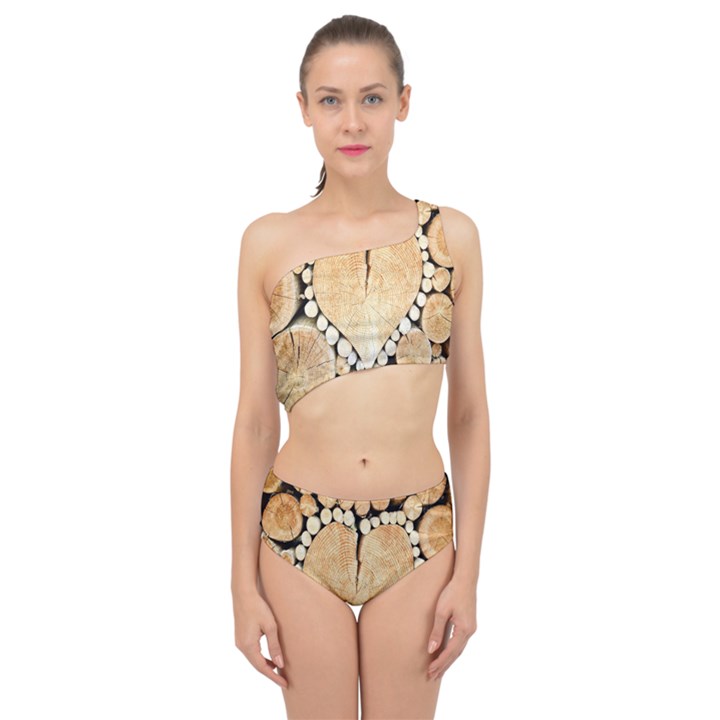 Wooden Heart Spliced Up Two Piece Swimsuit