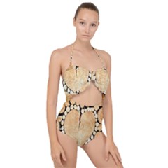 Wooden Heart Scallop Top Cut Out Swimsuit