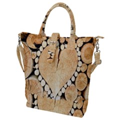 Wooden Heart Buckle Top Tote Bag