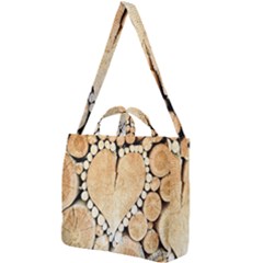 Wooden Heart Square Shoulder Tote Bag