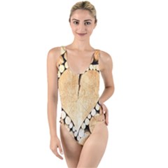 Wooden Heart High Leg Strappy Swimsuit by nate14shop