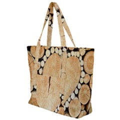 Wooden Heart Zip Up Canvas Bag