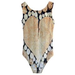 Wooden Heart Kids  Cut-out Back One Piece Swimsuit by nate14shop