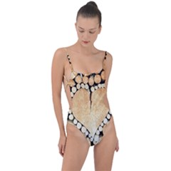 Wooden Heart Tie Strap One Piece Swimsuit