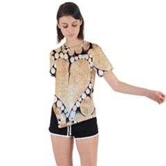 Wooden Heart Asymmetrical Short Sleeve Sports Tee