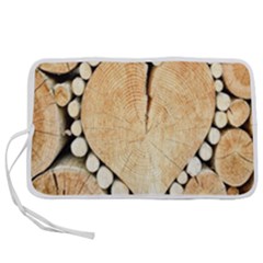 Wooden Heart Pen Storage Case (M)