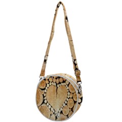 Wooden Heart Crossbody Circle Bag