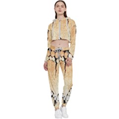 Wooden Heart Cropped Zip Up Lounge Set