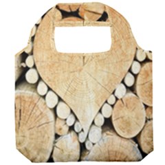 Wooden Heart Foldable Grocery Recycle Bag