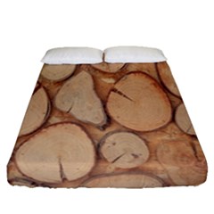 Wood-logs Fitted Sheet (queen Size) by nate14shop