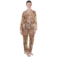 Wood-logs Satin Long Sleeve Pajamas Set