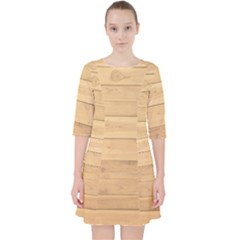 Wood-panel Quarter Sleeve Pocket Dress by nate14shop