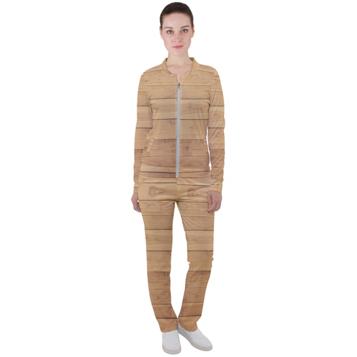 Wood-panel Casual Jacket and Pants Set