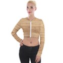 Wood-panel Long Sleeve Cropped Velvet Jacket View1