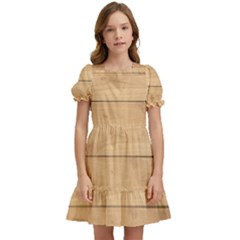 Wood-panel Kids  Puff Sleeved Dress by nate14shop