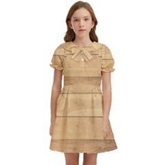 Wood-panel Kids  Bow Tie Puff Sleeve Dress by nate14shop