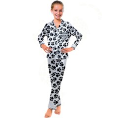 Abstract-black-white Kid s Satin Long Sleeve Pajamas Set