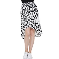 Abstract-black-white Frill Hi Low Chiffon Skirt