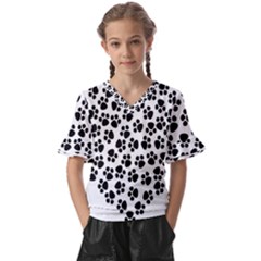 Abstract-black-white Kids  V-neck Horn Sleeve Blouse by nate14shop