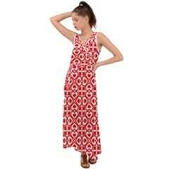 Background-heart V-neck Chiffon Maxi Dress