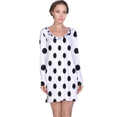 Black-and-white-polka-dot-pattern-background-free-vector Long Sleeve Nightdress