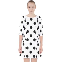 Black-and-white-polka-dot-pattern-background-free-vector Quarter Sleeve Pocket Dress by nate14shop