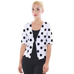 Black-and-white-polka-dot-pattern-background-free-vector Cropped Button Cardigan by nate14shop