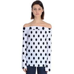 Black-and-white-polka-dot-pattern-background-free-vector Off Shoulder Long Sleeve Top by nate14shop