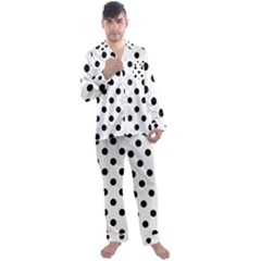 Black-and-white-polka-dot-pattern-background-free-vector Men s Long Sleeve Satin Pajamas Set by nate14shop