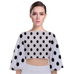 Black-and-white-polka-dot-pattern-background-free-vector Tie Back Butterfly Sleeve Chiffon Top by nate14shop