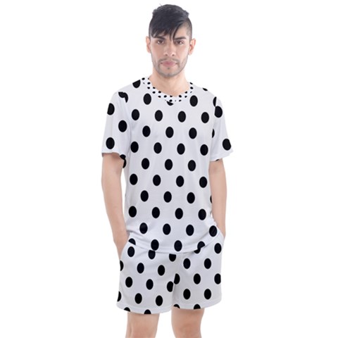 Black-and-white-polka-dot-pattern-background-free-vector Men s Mesh Tee And Shorts Set by nate14shop