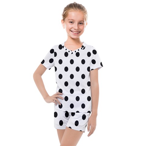 Black-and-white-polka-dot-pattern-background-free-vector Kids  Mesh Tee And Shorts Set by nate14shop