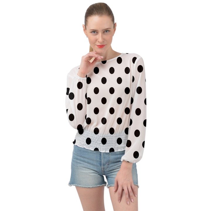 Black-and-white-polka-dot-pattern-background-free-vector Banded Bottom Chiffon Top