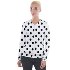 Black-and-white-polka-dot-pattern-background-free-vector Velvet Zip Up Jacket by nate14shop