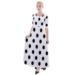 Black-and-white-polka-dot-pattern-background-free-vector Half Sleeves Maxi Dress